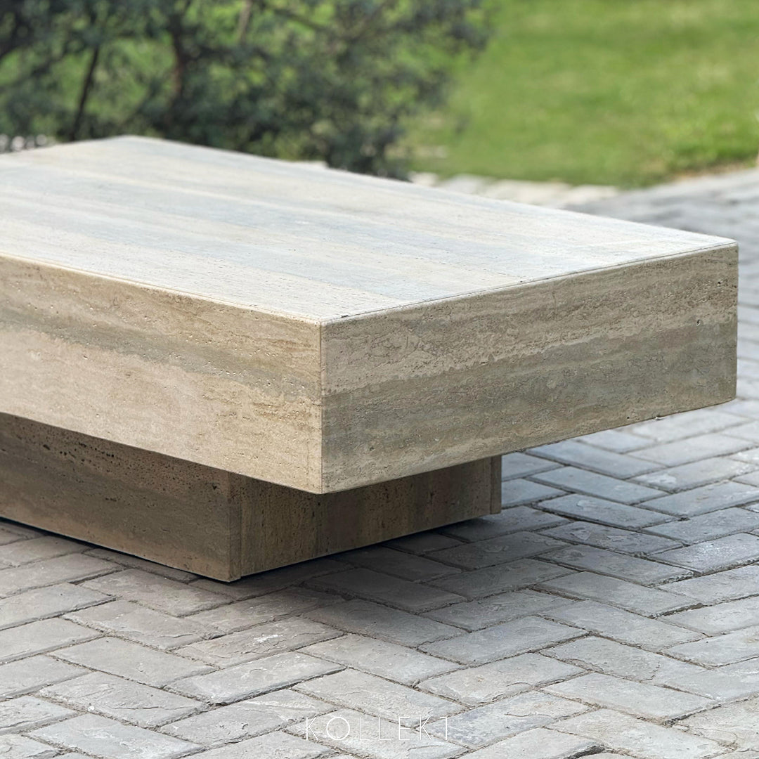 Travertine Cuboid Table