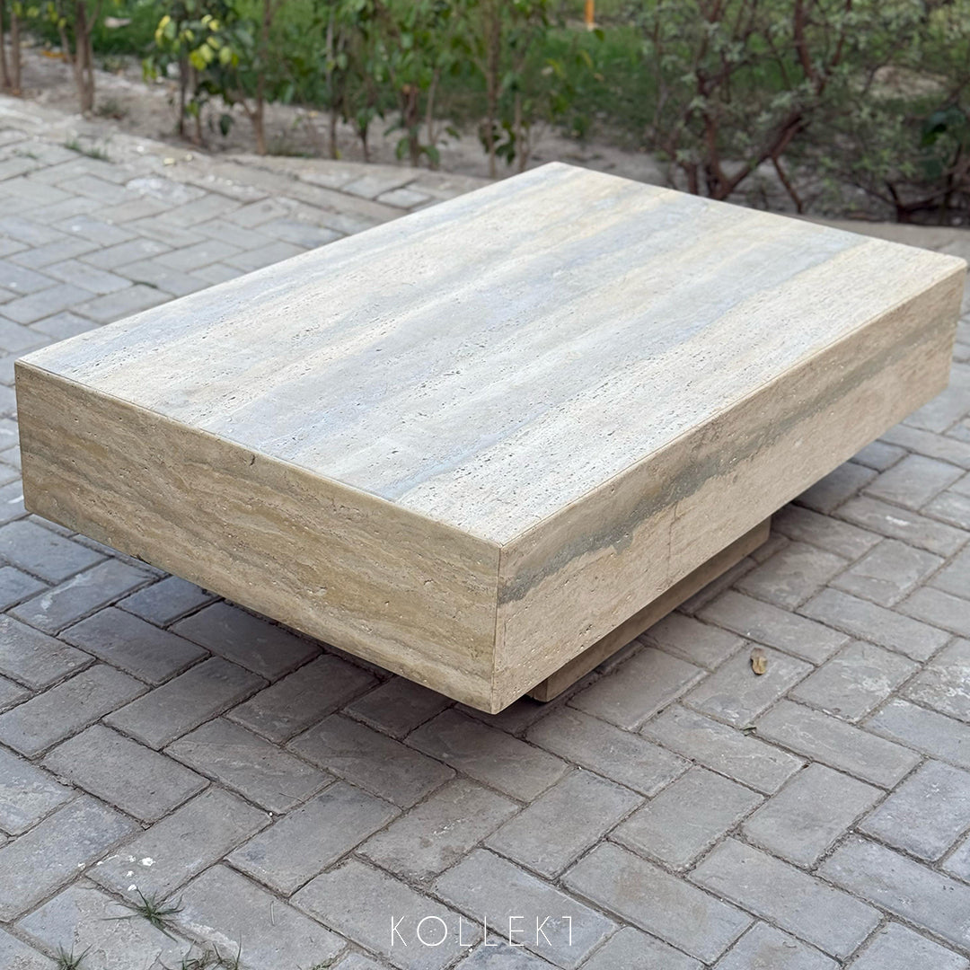 Travertine Cuboid Table