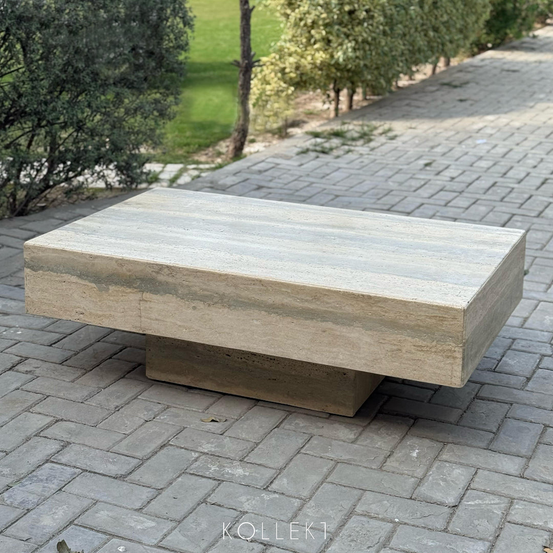 Travertine Cuboid Table