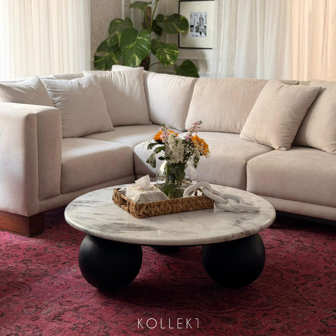 Round Marble Ball Leg Table