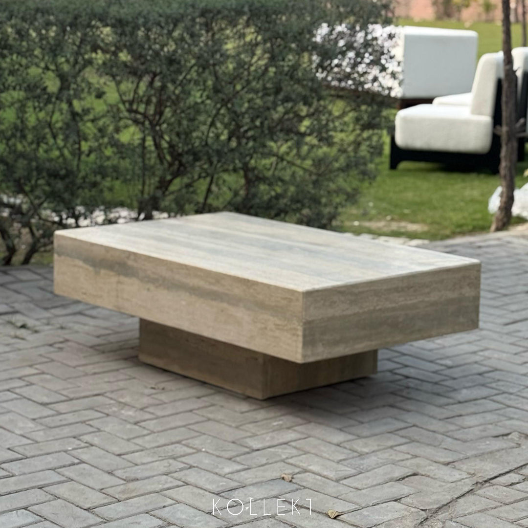 Travertine Cuboid Table
