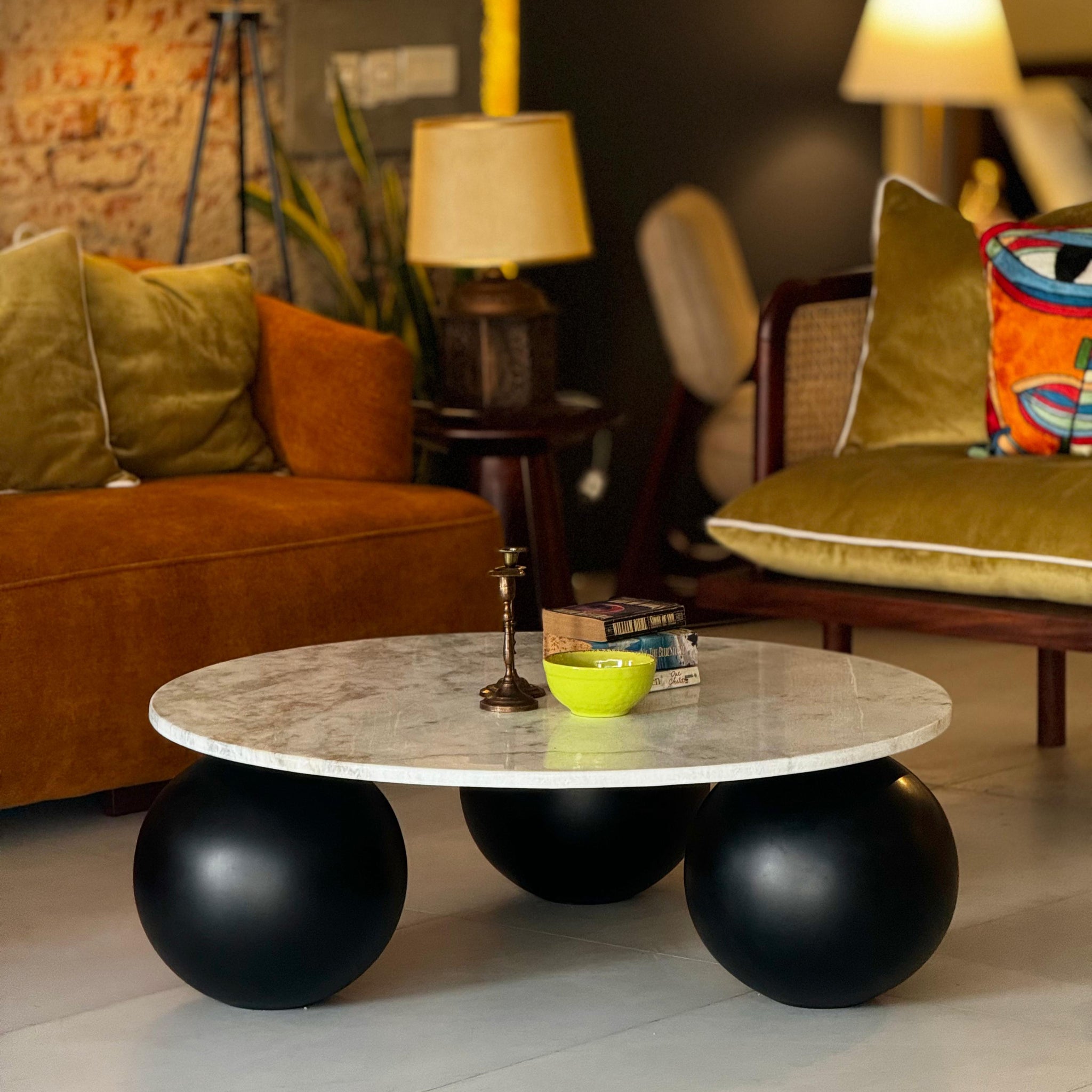 Buy Round Marble Ball Leg Table at Kollekt